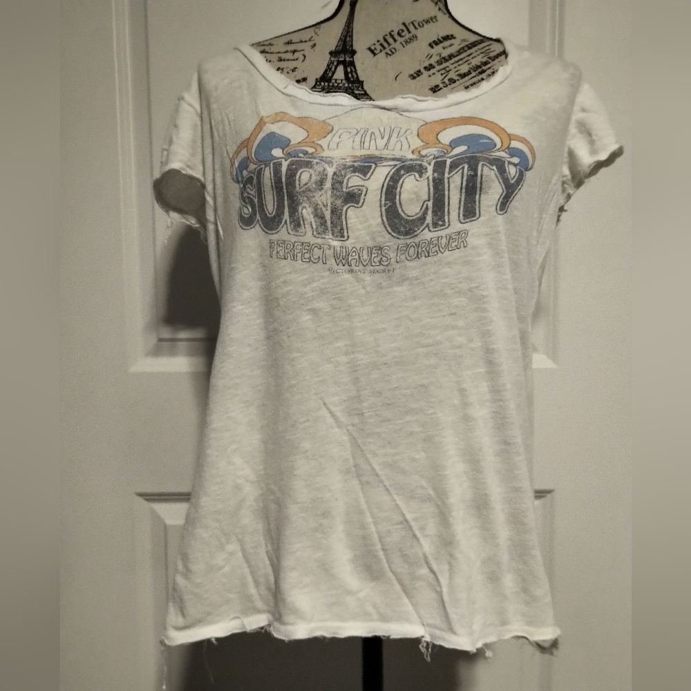 Victoria's Secret PINK White Surf City Tee - Size L